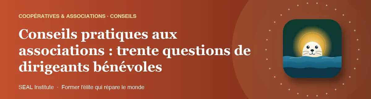 Illustration de la page « Conseils pratiques aux associations : trente questions de dirigeants bénévoles » : le phoque sentinelle de SEAL Institute au soleil levant