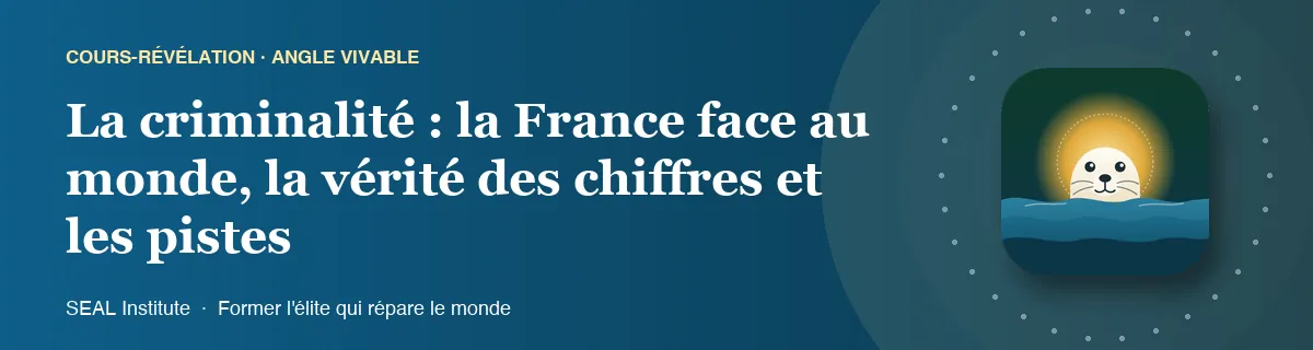 Illustration de la page « La criminalité : la France face au monde, la vérité des chiffres et les pistes » : le phoque sentinelle de SEAL Institute au soleil levant