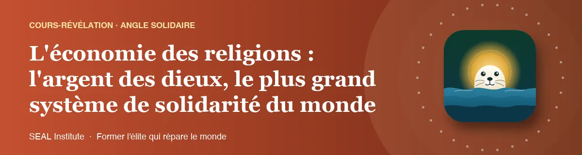 Illustration de la page « L'économie des religions : l'argent des dieux, le plus grand système de solidarité du monde » : le phoque sentinelle de SEAL Institute au soleil levant