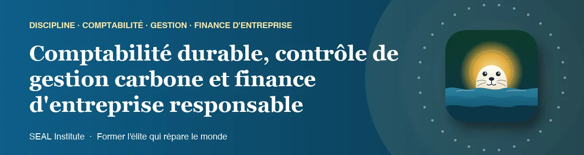 Illustration de la page « Comptabilité durable, contrôle de gestion carbone et finance d'entreprise responsable » : le phoque sentinelle de SEAL Institute au soleil levant