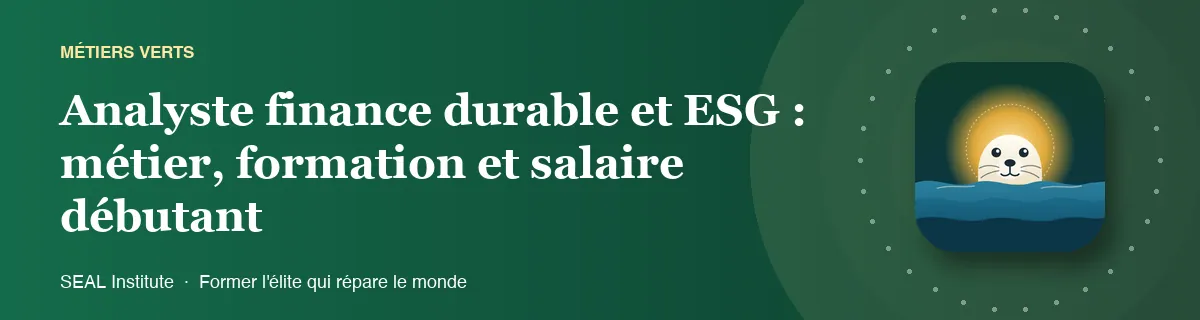 Illustration de la page « Analyste finance durable et ESG : métier, formation et salaire débutant » : le phoque sentinelle de SEAL Institute au soleil levant