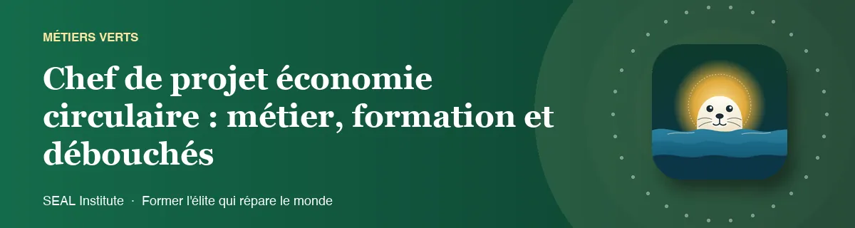 Illustration de la page « Chef de projet économie circulaire : métier, formation et débouchés » : le phoque sentinelle de SEAL Institute au soleil levant
