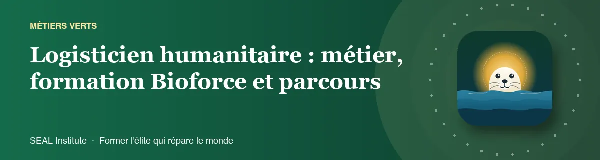 Illustration de la page « Logisticien humanitaire : métier, formation Bioforce et parcours » : le phoque sentinelle de SEAL Institute au soleil levant