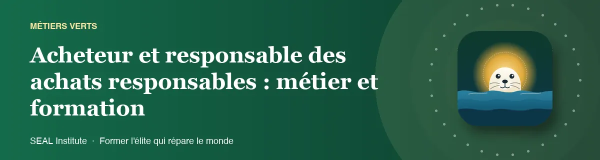 Illustration de la page « Acheteur et responsable des achats responsables : métier et formation » : le phoque sentinelle de SEAL Institute au soleil levant