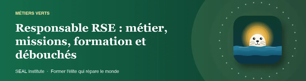 Illustration de la page « Responsable RSE : métier, missions, formation et débouchés » : le phoque sentinelle de SEAL Institute au soleil levant