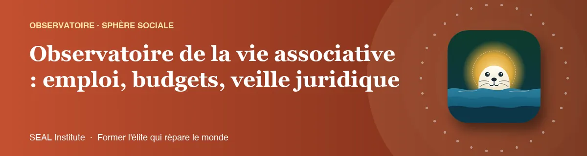Illustration de la page « Observatoire de la vie associative : emploi, budgets, veille juridique » : le phoque sentinelle de SEAL Institute au soleil levant