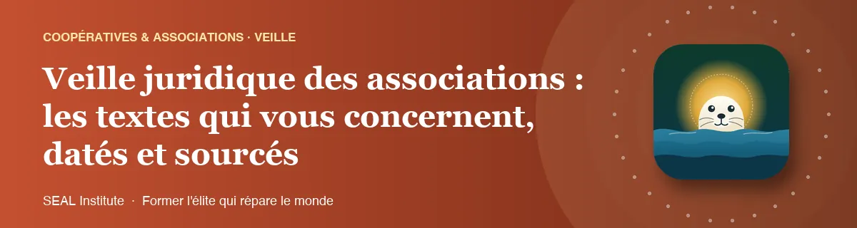 Illustration de la page « Veille juridique des associations : les textes qui vous concernent, datés et sourcés » : le phoque sentinelle de SEAL Institute au soleil levant
